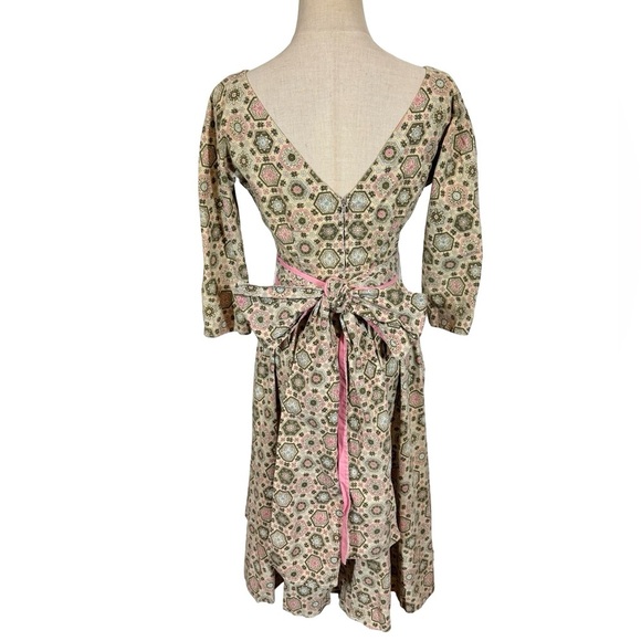 True Vintage Jeanne D’Arc 50s 60s Fit and Flare Geometric Patterned Day Dress - Picture 10 of 16